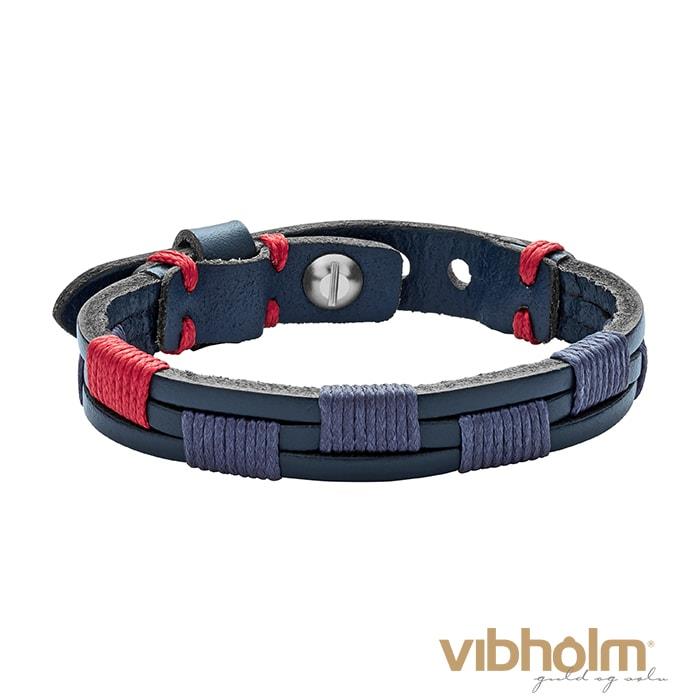 Fossil - Vintage Casual Armbånd Herre - blåt læder/messing JA6911040